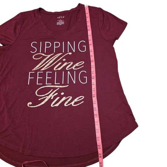 Apt. 9 Burgundy Graphic Tee - Sipping Wine Feeling Fine Size L - Picture 5 of 6